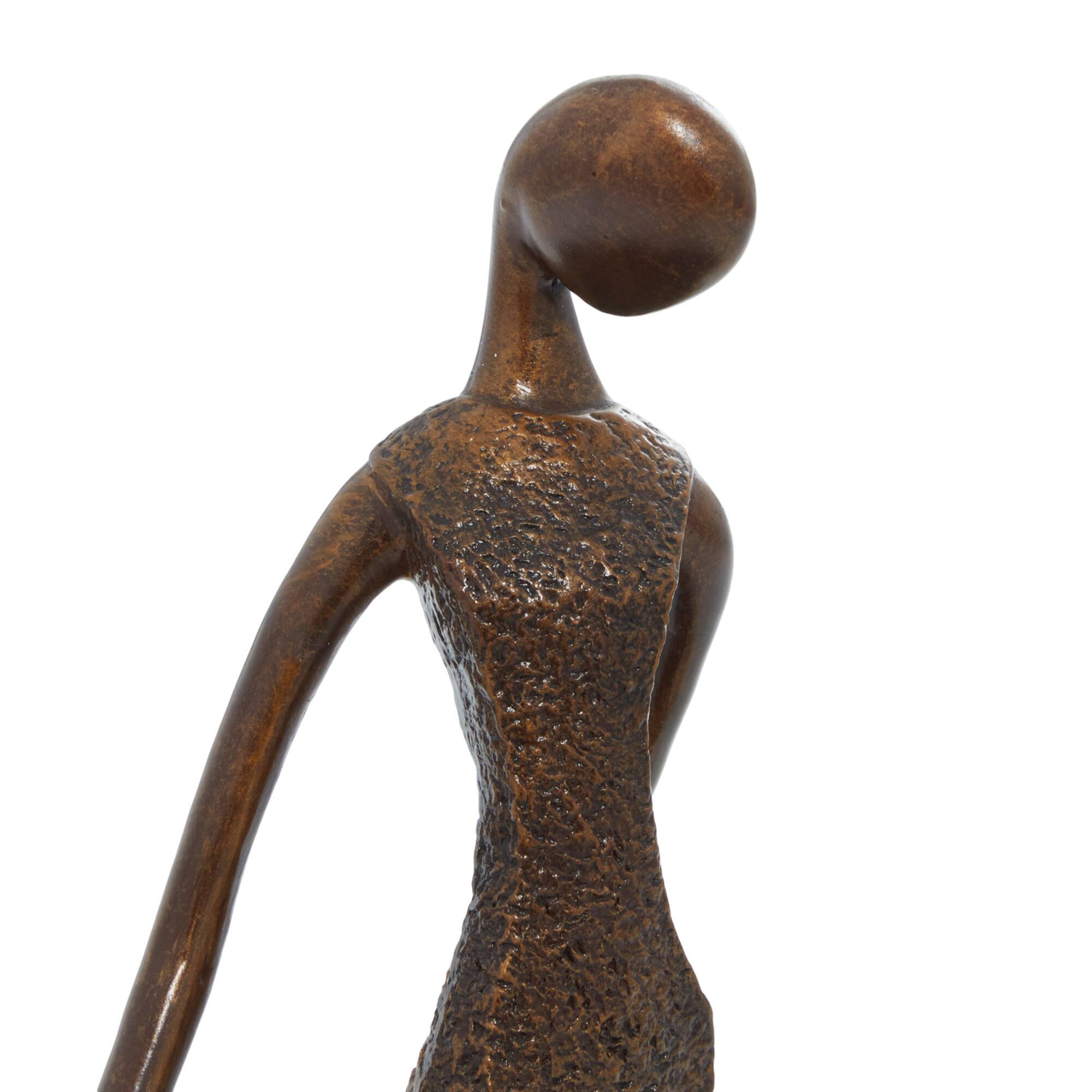 Traditional Bronze Polystone Mother and Child Sculpture, 5" x 13" x 5"